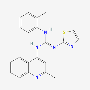 molecular formula C21H19N5S B14458029 1-(2-Methylphenyl)-3-(2-methylquinolin-4-yl)-2-(1,3-thiazol-2-yl)guanidine 