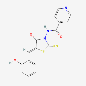 N-(5-((2-Hydroxyphenyl)methylene)-4-oxo-2-thioxo-3-thiazolidinyl)-4-pyridinecarboxamide