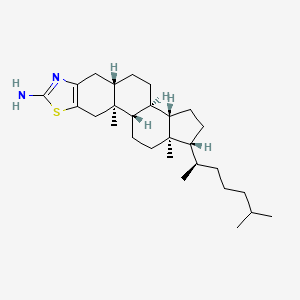 molecular formula C28H46N2S B14458146 (1r,3As,3br,5as,10as,10bs,12ar)-10a,12a-dimethyl-1-[(2r)-6-methylheptan-2-yl]-2,3,3a,3b,4,5,5a,6,10,10a,10b,11,12,12a-tetradecahydro-1h-cyclopenta[7,8]phenanthro[2,3-d][1,3]thiazol-8-amine CAS No. 72029-36-8