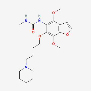 molecular formula C21H31N3O5 B14458277 Urea, 1-(4,7-dimethoxy-6-(4-piperidinobutoxy)-5-benzofuranyl)-3-methyl- CAS No. 75883-62-4