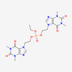 molecular formula C20H27N8O8P B14458291 Phosphoric acid, bis(2-(1,2,3,6-tetrahydro-1,3-dimethyl-2,6-dioxopurin-7-yl)ethyl) ethyl ester CAS No. 69387-80-0