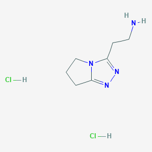 molecular formula C7H14Cl2N4 B1445838 2-{5H,6H,7H-吡咯[2,1-c][1,2,4]三唑-3-基}乙基胺二盐酸盐 CAS No. 1803591-80-1