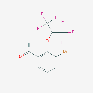 molecular formula C10H5BrF6O2 B1445842 3-Bromo-2-(1,1,1,3,3,3-hexafluoropropan-2-yloxy)benzaldehyde CAS No. 1774893-64-9