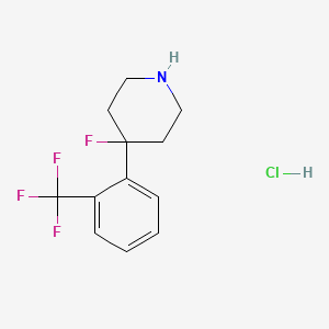 molecular formula C12H14ClF4N B1445924 4-Fluoro-4-[2-(trifluoromethyl)phenyl]piperidine hydrochloride CAS No. 1629177-04-3