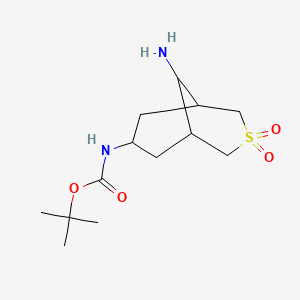 molecular formula C13H24N2O4S B1445928 tert-butyl N-(9-amino-3,3-dioxo-3lambda6-thiabicyclo[3.3.1]nonan-7-yl)carbamate CAS No. 1439908-24-3