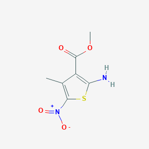 molecular formula C7H8N2O4S B14459289 3-Thiophenecarboxylic acid, 2-amino-4-methyl-5-nitro-, methyl ester CAS No. 71517-96-9