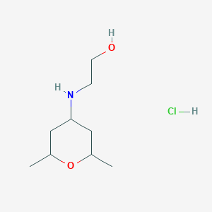 molecular formula C9H20ClNO2 B1445929 2-[(2,6-Dimethyloxan-4-yl)amino]ethan-1-ol hydrochloride CAS No. 1803591-92-5