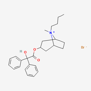 8-Butyl-3-hydroxy-1-alpha-H,5-alpha-H-tropanium bromide benzilate