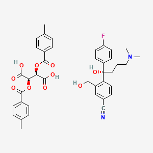 molecular formula C40H41FN2O10 B1445944 4-[(1S)-(4-二甲氨基)-1-(4-氟苯基)-1-羟基丁基]-3-(羟甲基)苯甲腈 (2R,3R)-2,3-双[(4-甲基苯甲酰)氧基]丁二酸 CAS No. 912452-31-4
