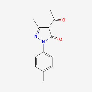 molecular formula C13H14N2O2 B14459979 3H-Pyrazol-3-one, 4-acetyl-2,4-dihydro-5-methyl-2-(4-methylphenyl)- CAS No. 73097-75-3