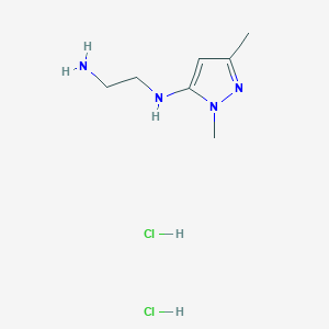 molecular formula C7H16Cl2N4 B1446016 N1-(1,3-dimethyl-1H-pyrazol-5-yl)ethane-1,2-diamine dihydrochloride CAS No. 1788732-90-0