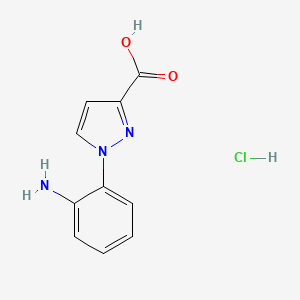 molecular formula C10H10ClN3O2 B1446025 1-(2-Aminophenyl)-1H-pyrazole-3-carboxylic acid hydrochloride CAS No. 1431963-42-6