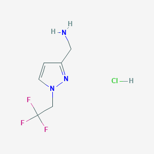 molecular formula C6H9ClF3N3 B1446027 [1-(2,2,2-Trifluoroethyl)-1H-pyrazol-3-yl]methanamine hydrochloride CAS No. 1432031-03-2
