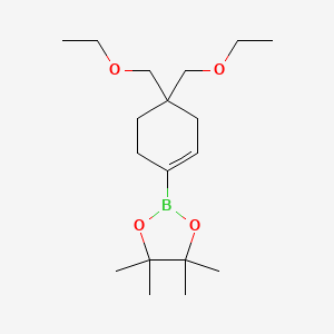 molecular formula C18H33BO4 B1446028 2-(4,4-bis(Ethoxymethyl)cyclohex-1-en-1-yl)-4,4,5,5-tetramethyl-1,3,2-dioxaborolane CAS No. 1628927-33-2