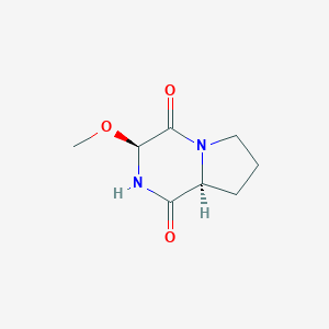 molecular formula C8H12N2O3 B144604 Pyrrolo[1,2-a]pyrazine-1,4-dione, hexahydro-3-methoxy-, (3S-trans)-(9CI) CAS No. 134023-31-7