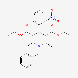 3,5-Pyridinedicarboxylic acid, 1,4-dihydro-2,6-dimethyl-4-(2-nitrophenyl)-1-(phenylmethyl)-, diethyl ester