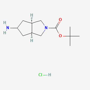 molecular formula C12H23ClN2O2 B1446051 反式-5-氨基-2-叔丁氧羰基-六氢环戊[c]吡咯盐酸盐 CAS No. 1630907-13-9