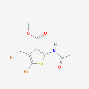 molecular formula C9H9Br2NO3S B1446058 2-Acetylamino-5-bromo-4-bromomethyl-thiophene-3-carboxylic acid methyl ester CAS No. 874116-68-4