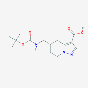 molecular formula C14H21N3O4 B1446067 5-({[(tert-butoxy)carbonyl]amino}methyl)-4H,5H,6H,7H-pyrazolo[1,5-a]pyridine-3-carboxylic acid CAS No. 1803610-81-2