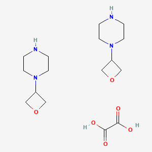 molecular formula C16H30N4O6 B1446091 1-(氧杂环丁烷-3-基)哌嗪半草酸盐 CAS No. 1523571-19-8