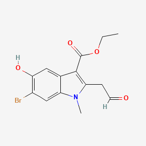 molecular formula C14H14BrNO4 B1446099 6-溴-5-羟基-1-甲基-2-(2-氧代乙基)-1H-吲哚-3-甲酸乙酯 CAS No. 1704066-49-8
