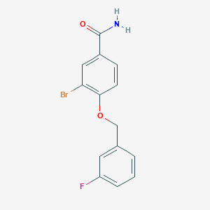 molecular formula C14H11BrFNO2 B1446104 3-溴-4-((3-氟苄基)氧基)苯甲酰胺 CAS No. 1706457-34-2