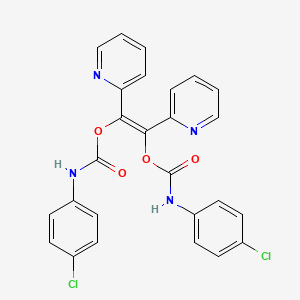 molecular formula C26H18Cl2N4O4 B14461097 Di(2-pyridyl)vinylene p-chlorocarbanilate CAS No. 73622-99-8