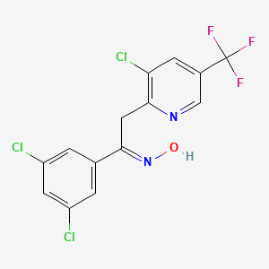 molecular formula C14H8Cl3F3N2O B1446110 (E)-N-{2-[3-氯-5-(三氟甲基)吡啶-2-基]-1-(3,5-二氯苯基)乙叉基}羟胺 CAS No. 1708133-27-0