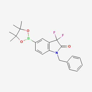 molecular formula C21H22BF2NO3 B1446112 1-苄基-3,3-二氟-5-(4,4,5,5-四甲基-1,3,2-二恶杂硼环-2-基)吲哚-2-酮 CAS No. 1704069-51-1