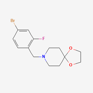 molecular formula C14H17BrFNO2 B1446143 8-(4-溴-2-氟苄基)-1,4-二氧杂-8-氮杂螺[4.5]癸烷 CAS No. 1478111-17-9