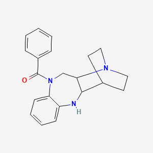 molecular formula C21H23N3O B14462063 1,4-Ethano-1H-pyrido[3,2-b][1,5]benzodiazepine, 10-benzoyl-2,3,4,4a,5,10,11,11a-octahydro- CAS No. 72031-22-2