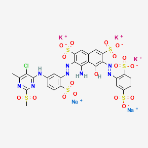 2,7-Naphthalenedisulfonic acid, 4-amino-3-((5-((5-chloro-6-methyl-2-(methylsulfonyl)-4-pyrimidinyl)amino)-2-sulfophenyl)azo)-6-((2,5-disulfophenyl)azo)-5-hydroxy-, potassium sodium salt