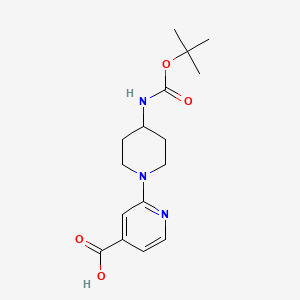 molecular formula C16H23N3O4 B1446210 2-(4-((叔丁氧羰基)氨基)哌啶-1-基)异烟酸 CAS No. 1955541-47-5