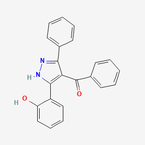 molecular formula C22H16N2O2 B14462156 6-(4-Benzoyl-5-phenyl-1,2-dihydro-3H-pyrazol-3-ylidene)cyclohexa-2,4-dien-1-one CAS No. 66033-17-8