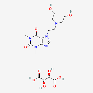 molecular formula C17H27N5O10 B14462204 7-[2-[bis(2-hydroxyethyl)amino]ethyl]-1,3-dimethylpurine-2,6-dione;(2R,3R)-2,3-dihydroxybutanedioic acid CAS No. 72061-62-2