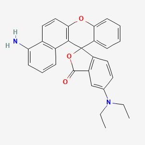 molecular formula C28H24N2O3 B14462226 Spiro[12H-benzo[a]xanthene-12,1'(3'H)-isobenzofuran]-3'-one, 4-amino-5'-(diethylamino)- CAS No. 71393-85-6