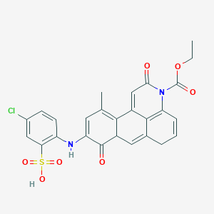 molecular formula C26H21ClN2O7S B14462968 5-Chloro-2-[(14-ethoxycarbonyl-3-methyl-6,15-dioxo-14-azatetracyclo[7.7.1.02,7.013,17]heptadeca-1(16),2,4,8,11,13(17)-hexaen-5-yl)amino]benzenesulfonic acid CAS No. 72121-77-8