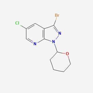 molecular formula C11H11BrClN3O B1446301 3-溴-5-氯-1-(四氢-2H-吡喃-2-基)-1H-吡唑并[3,4-b]吡啶 CAS No. 1416713-51-3