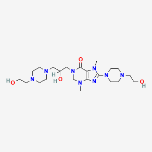 6(1H)-Purinone, 2,3-dihydro-3,7-dimethyl-8-(4-(2-hydroxyethyl)piperazinyl)-1-(2-hydroxy-3-(4-(2-hydroxyethyl)piperazinyl)propyl)-