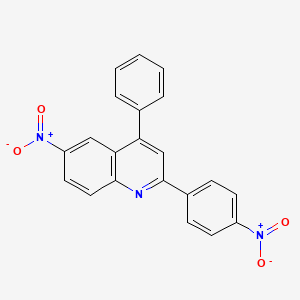 molecular formula C21H13N3O4 B14463336 Quinoline, 6-nitro-2-(4-nitrophenyl)-4-phenyl- CAS No. 71858-16-7