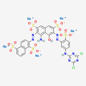 Pentasodium 2-((1-amino-7-((5-((4,6-dichloro-1,3,5-triazin-2-yl)amino)-2-sulphonatophenyl)azo)-8-hydroxy-3,6-disulphonato-2-naphthyl)azo)naphthalene-1,5-disulphonate