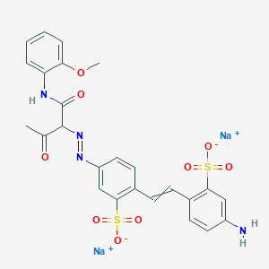 Benzenesulfonic acid, 2-[2-(4-amino-2-sulfophenyl)ethenyl]-5-[[1-[[(2-methoxyphenyl)amino]carbonyl]-2-oxopropyl]azo]-, disodium salt