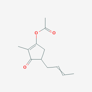 molecular formula C12H16O3 B14463743 4-(But-2-en-1-yl)-2-methyl-3-oxocyclopent-1-en-1-yl acetate CAS No. 67220-81-9