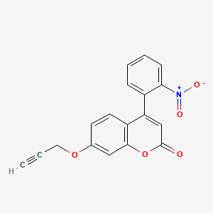 molecular formula C18H11NO5 B14463898 2H-1-Benzopyran-2-one, 4-(2-nitrophenyl)-7-(2-propynyloxy)- CAS No. 67377-25-7