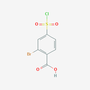 molecular formula C7H4BrClO4S B1446423 2-Bromo-4-(chlorosulfonyl)benzoic acid CAS No. 1375473-34-9