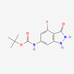 molecular formula C12H14FN3O3 B1446467 叔丁基-4-氟-3-羟基-1H-吲唑-6-基氨基甲酸酯 CAS No. 1352395-12-0