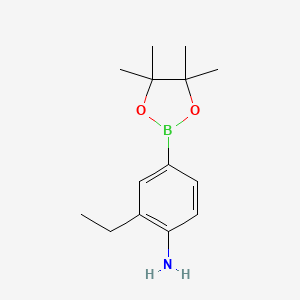 molecular formula C14H22BNO2 B1446477 2-乙基-4-(4,4,5,5-四甲基-1,3,2-二氧杂硼环-2-基)苯胺 CAS No. 1596338-61-2