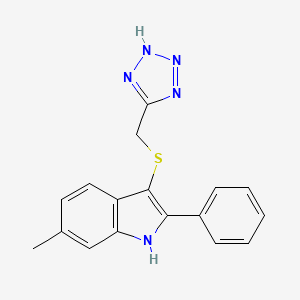 1H-Indole, 6-methyl-2-phenyl-3-((1H-tetrazol-5-ylmethyl)thio)-