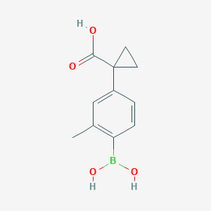 molecular formula C11H13BO4 B1446485 1-[4-(二羟基硼烷基)-3-甲基苯基]环丙烷-1-羧酸 CAS No. 1628507-89-0