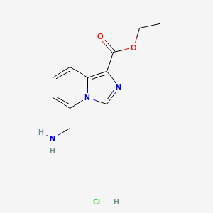 molecular formula C11H14ClN3O2 B1446506 5-アミノメチル-イミダゾ[1,5-a]ピリジン-1-カルボン酸エチル塩酸塩 CAS No. 1187932-36-0